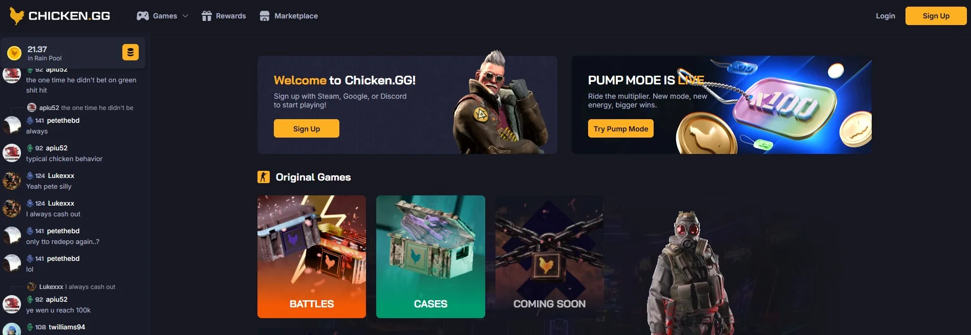 Chicken.gg official website interface