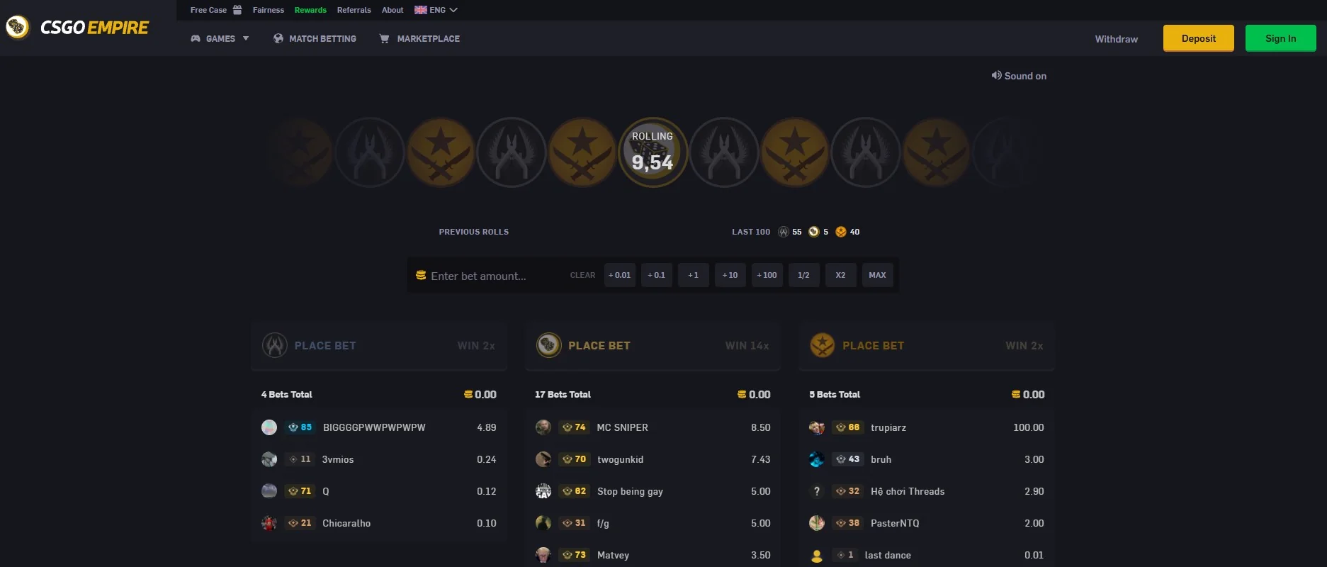 CSGOEmpire official website interface