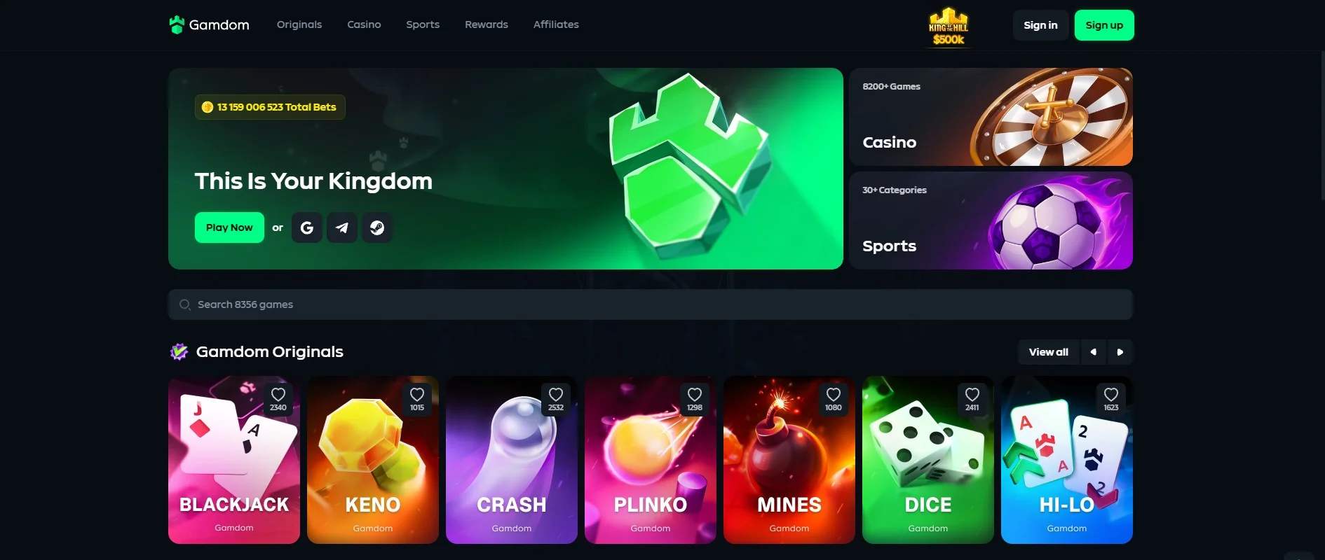 Gamdom official website interface