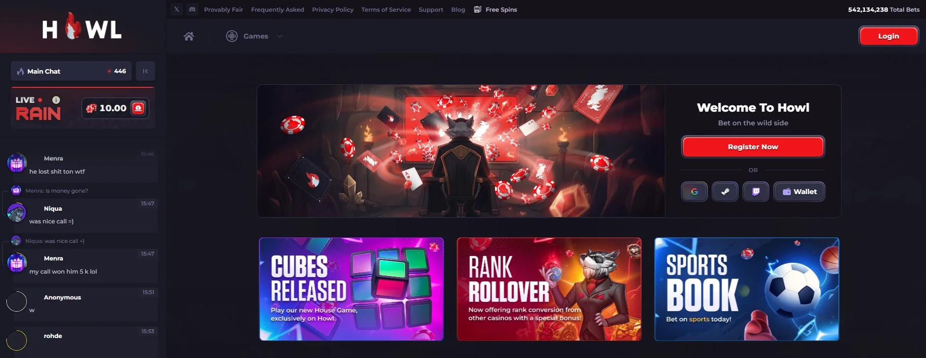 Howl.GG official website interface