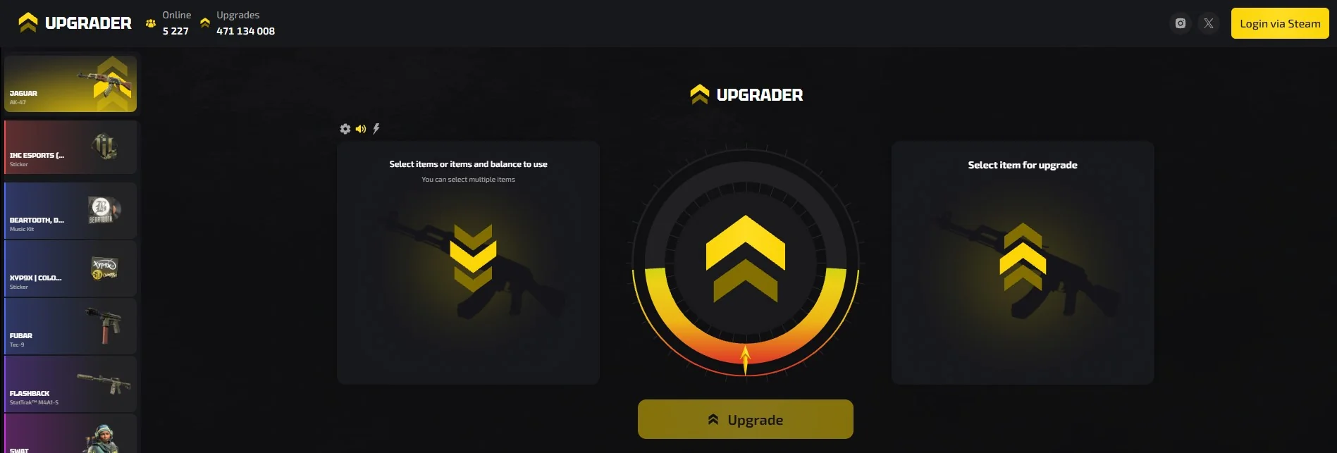 Upgrader.pro official website interface